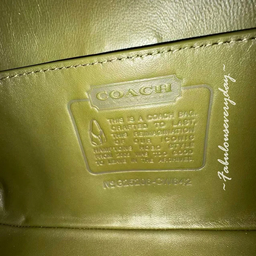 Coach Hamptons Hobo Bag Shoulder Bag In Leather/Brass/Olive CW642 NWT